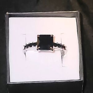 Bomb Party RBP7577 Size 9 Timeless Glam NWT and Bag Black Onyx Cubic Zirconia